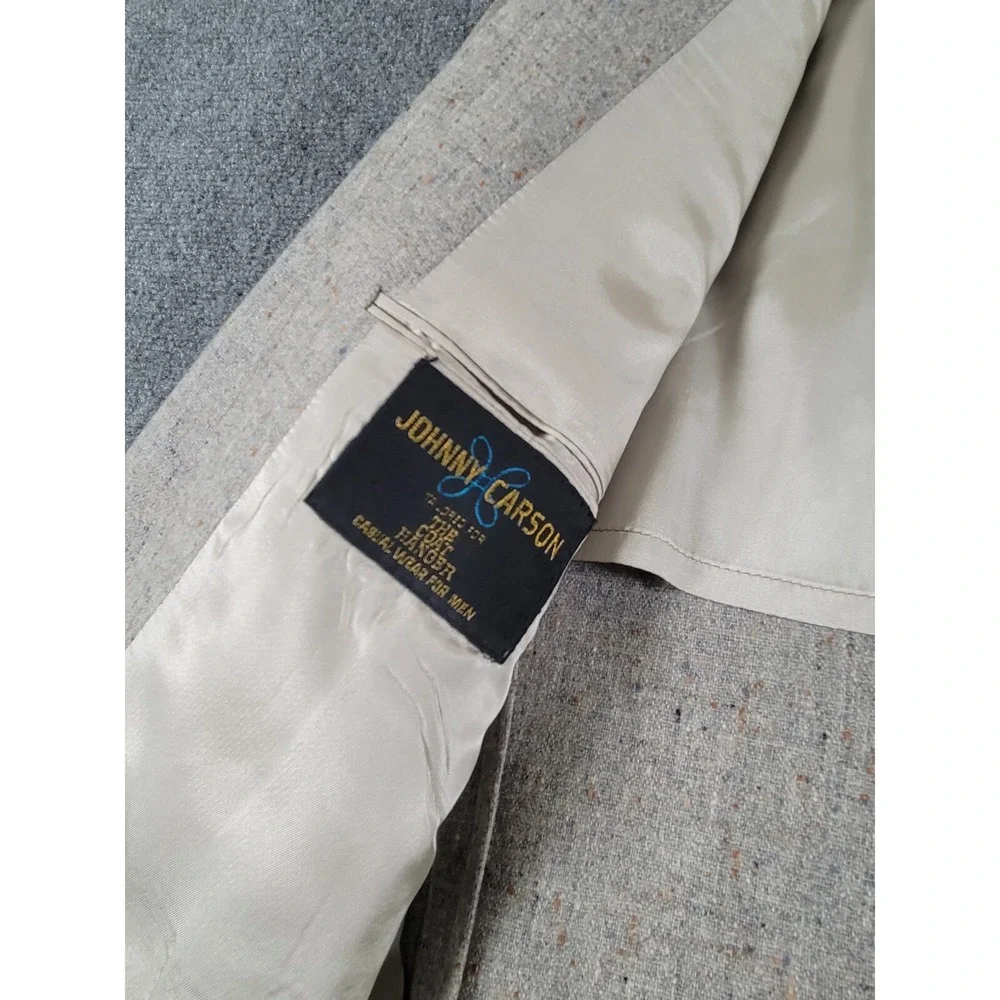 Vtg Johnny Carson Blazer Men 42R 2-Button Elbow Patch Gray 1970's USA Union Made